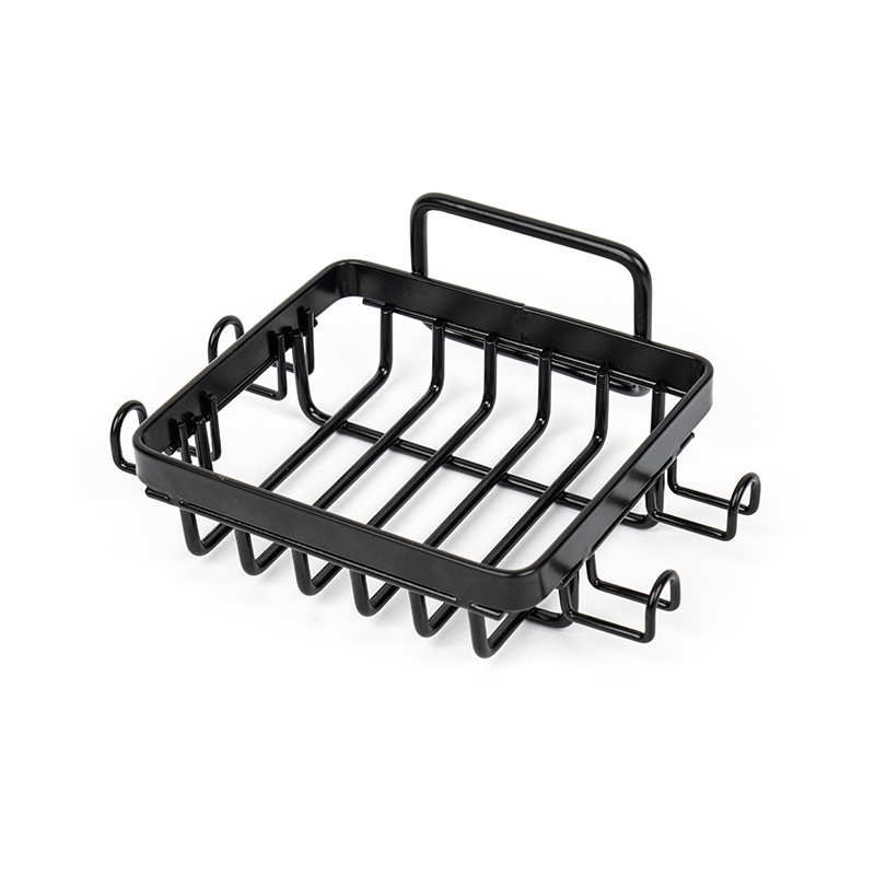 Musta ruostumattomasta teräksestä valmistettu saippuapidike suihkuun