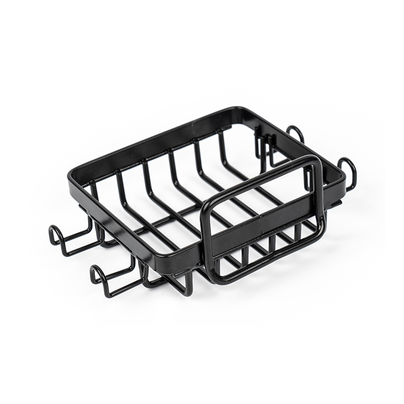 Musta ruostumattomasta teräksestä valmistettu saippuapidike suihkuun