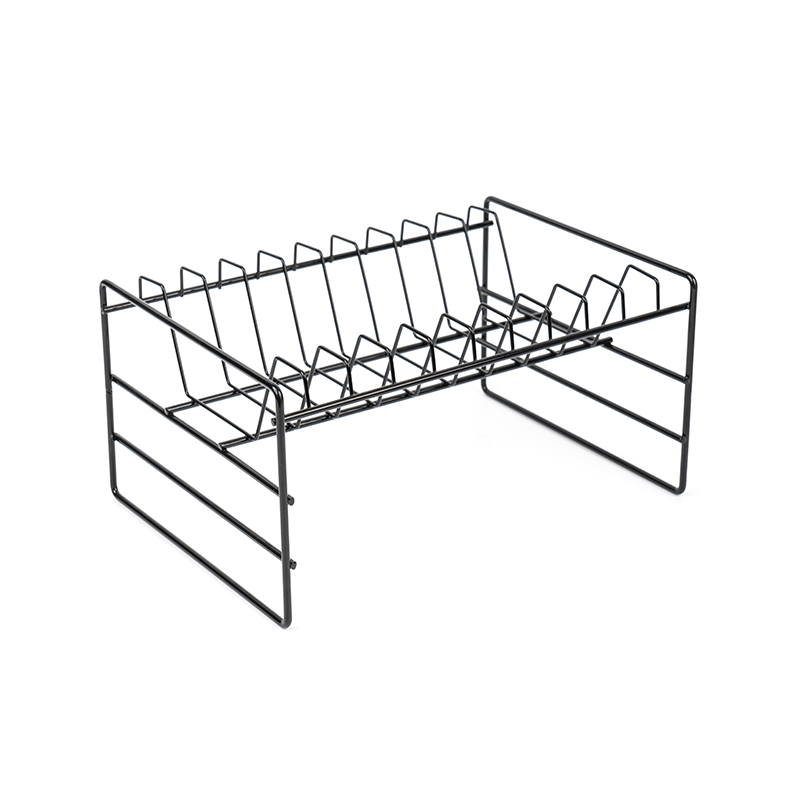 Musta monitoiminen pesualtaan säilytysteline astioille