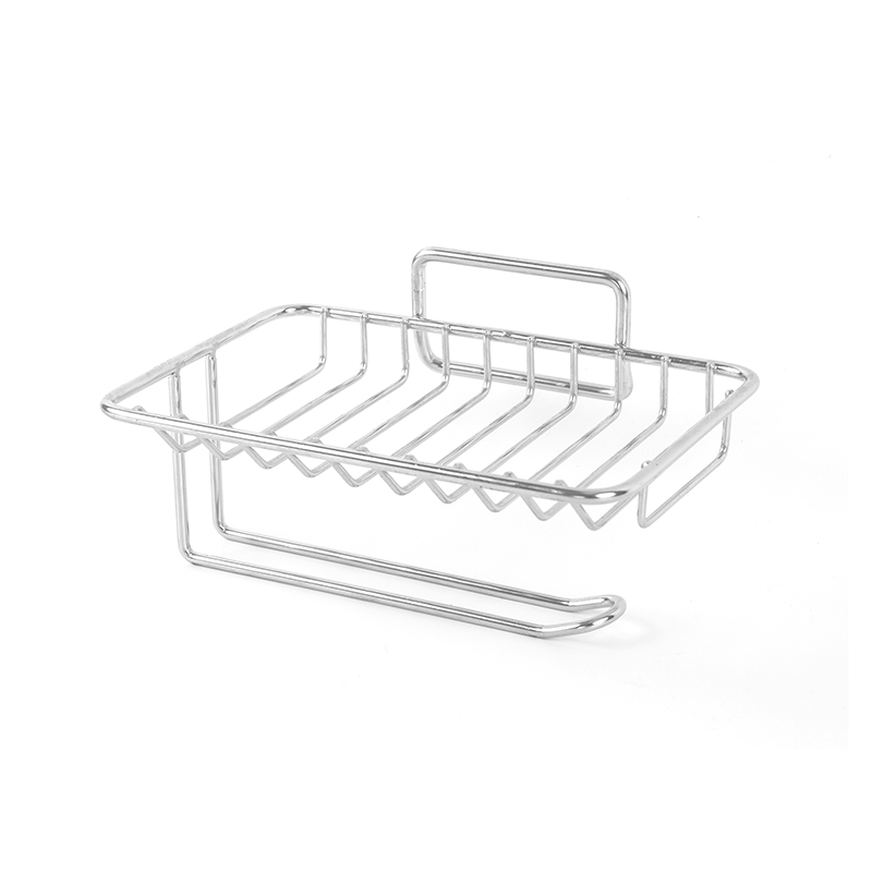 Keraaminen saippua-astia, jossa itsetyhjennys ja ruostumattomasta teräksestä valmistettu teline