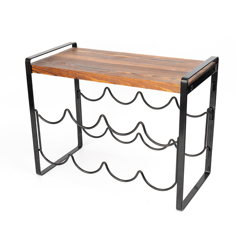 Maalaistyylinen puinen pöytätasoinen viinihyllypullo, jota ei tarvitse koota