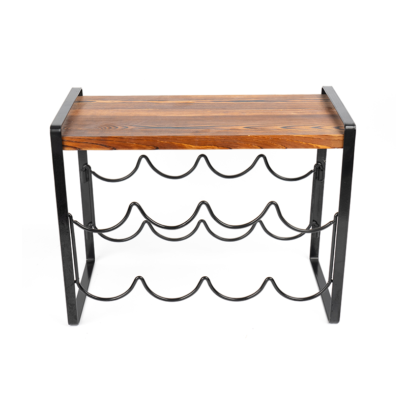 Maalaistyylinen puinen pöytätasoinen viinihyllypullo, jota ei tarvitse koota